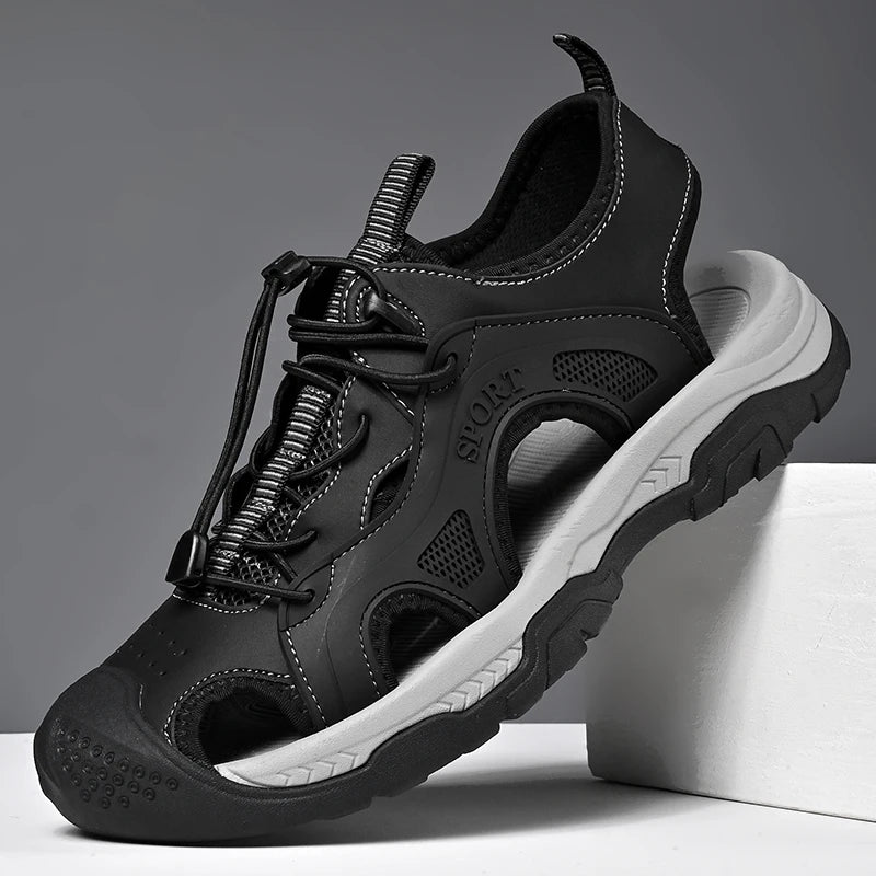 Zomer Heren Sandalen Echt Leer – Casual Outdoor Strand Schoenen, Romeinse Stijl, Plus Size 38-45