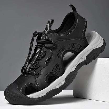 Zomer Heren Sandalen Echt Leer – Casual Outdoor Strand Schoenen, Romeinse Stijl, Plus Size 38-45