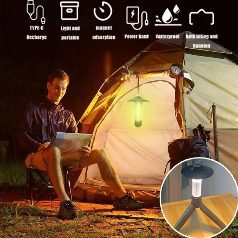 2200mAh Campinglamp met Magnetische Basis | 5 Verlichtingsmodi LED Zaklamp en Noodlamp, Vergelijkbaar met Blackdog Goal Zero Lantern