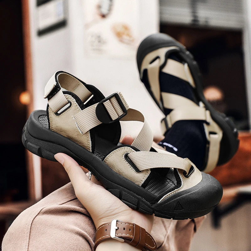 Zomerse Casual Herensandalen – Comfortabele Ademend Roman Outdoor Slippers met Antislip Zool