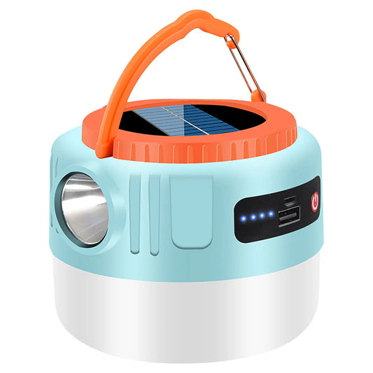 Solar Camping Lantaarn | Oplaadbare LED Tentlamp | 6 Lichtstanden | USB & Zonne-energie