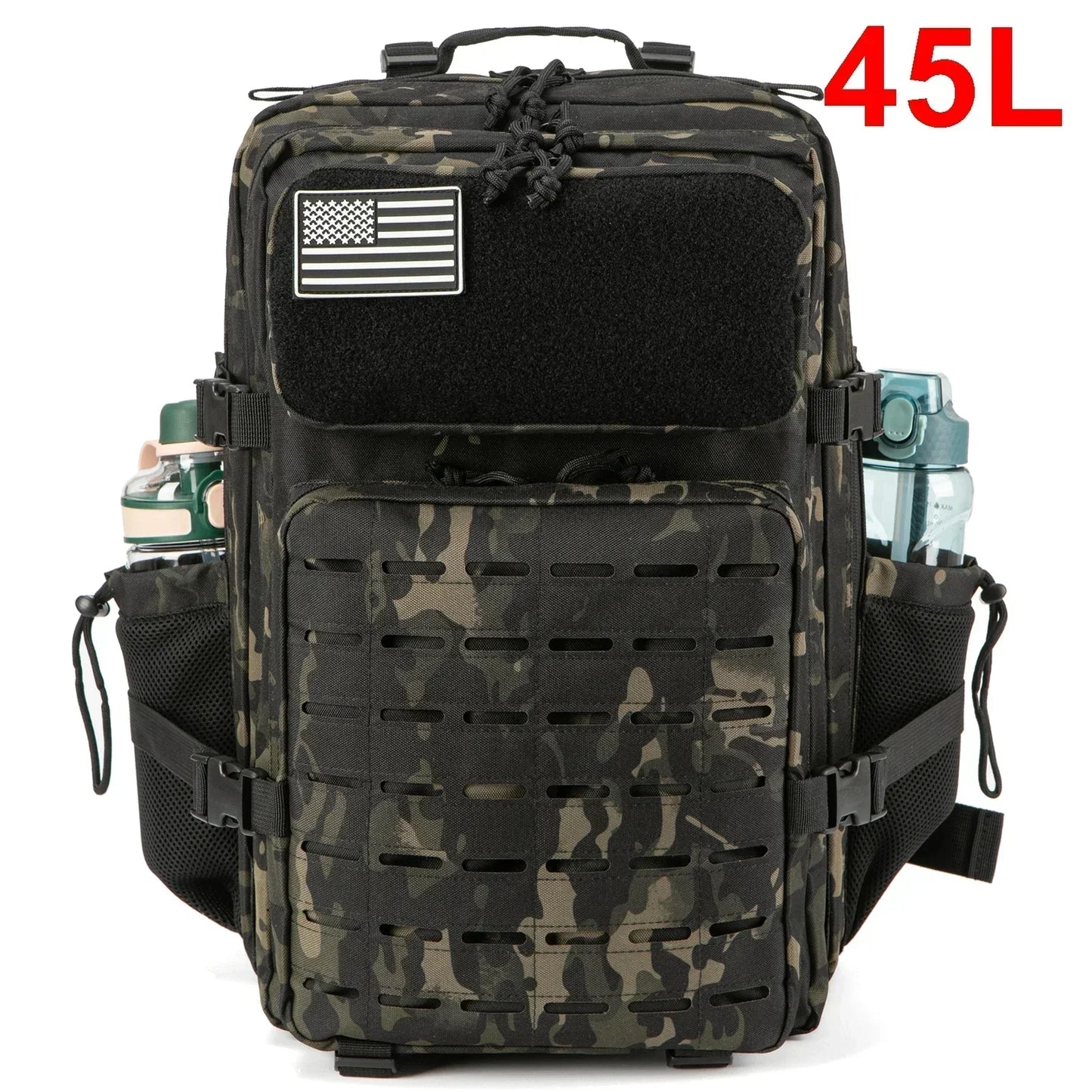 25L/45L Tactische Rugzak met Laser Cut MOLLE – Outdoor & Gym Rugtas met Bekerhouders voor Heren & Dames