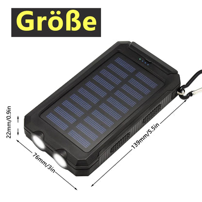 20000mAh Solar Powerbank – Draagbare Snellader met Dubbele USB, LED Lamp en Zaklamp