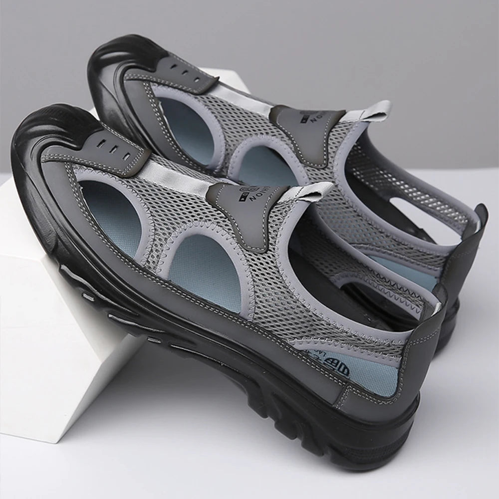 Zomerse Ademend Heren Baotou Sandalen – Lichtgewicht Gladiator Sandalen met Mesh, Anti-slip & Casual Strand Schoenen