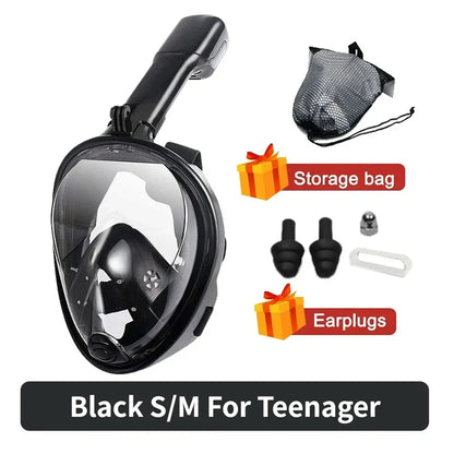 Full Face Snorkelmasker voor Kinderen en Volwassenen | Anti-Fog Duikmasker voor Veilig Ademhalen en Snorkelen