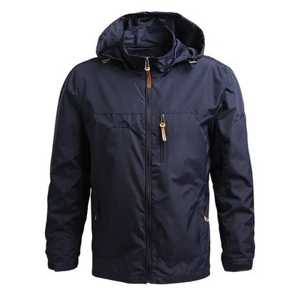 Tactische Windbreaker Jas Heren – Waterdichte Outdoor Jas met Afneembare Capuchon, Lichtgewicht en Ademend voor Lente en Herfst
