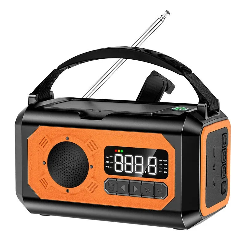 12000mAh AM/FM/NOAA Weerradio | Draagbare Zonne- & Handcrank Noodradio met Leeslamp voor Outdoor Camping