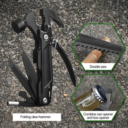 12-in-1 Multitool Hammer – Perfect Gift for Men, Dad, Grandpa or Boyfriend – Survival Tool for Camping and Outdoor