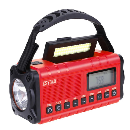 12000mAh AM/FM/NOAA Weerradio | Draagbare Zonne- & Handcrank Noodradio met Leeslamp voor Outdoor Camping