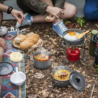 Camping Kookgerei Set - Lichtgewicht Anti-aanbak Potten & Pannen met Opbergtas voor 2-3 Personen