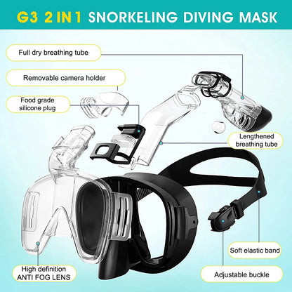 Half Face Snorkelmasker voor Kinderen en Volwassenen | Anti-Fog Duikmasker met Veilig Ademhalingssysteem