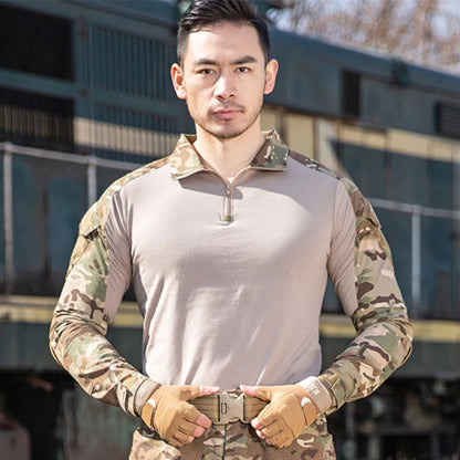 Taktisches Outdoor-Shirt für Herren – Camouflage-Langarmshirt, atmungsaktives Sportshirt für Wandern und Jagd