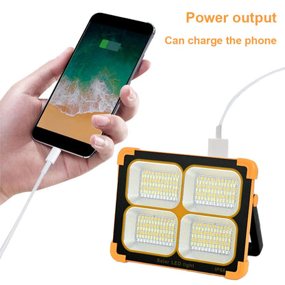 400W LED Solar Floodlight – IP66 Waterdicht, Oplaadbare Campinglamp met USB & Standaard
