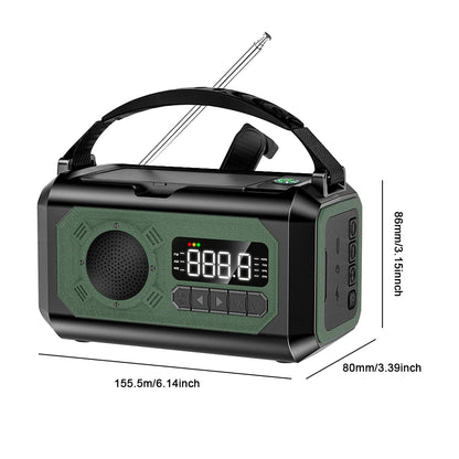 12000mAh Noodradio met Zonnepaneel & Crank – Draagbare AM/FM Radio, Powerbank & Zaklamp voor Outdoor Survival
