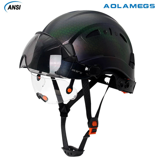 Schutzhelm aus Kohlefaser – Doppelvisier, CE- und KC-zertifiziert, ABS-Schutzhelm für Bau und Rettung