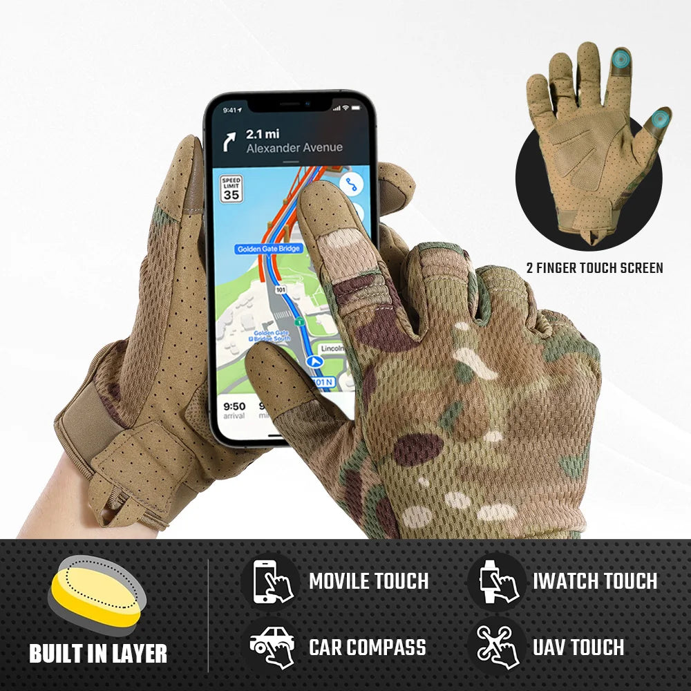 Camo Touchscreen Tactische Handschoenen – Outdoor Handschoenen voor Jacht, Schieten, Fietsen & Hiking