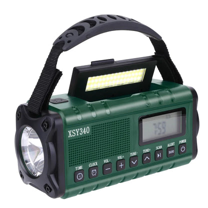 12000mAh AM/FM/NOAA Weerradio | Draagbare Zonne- & Handcrank Noodradio met Leeslamp voor Outdoor Camping