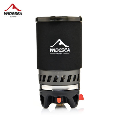 Camping Cooking System met Warmtewisselaar | Outdoor Gasfornuis met Koffiepot en Bestek voor Kamperen en Toerisme
