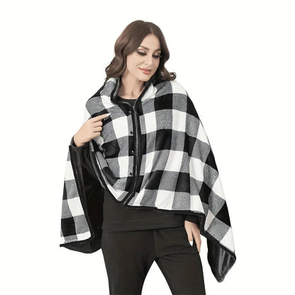 Draagbare Sjaaldeken – Flanellen Casual Office Deken met Drukknopen – Warm en Comfortabel
