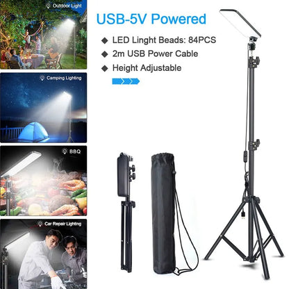 Tragbares LED-Arbeitslicht für den Außenbereich – per USB wiederaufladbare Campinglampe mit Teleskopständer