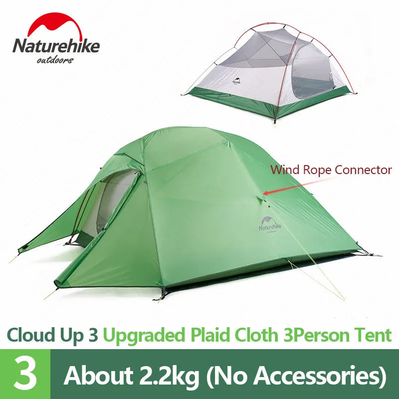 CloudUp 3-Persoons Ultralight Camping Tent – 20D Silicone, Dubbele Laag & Aluminium Frame