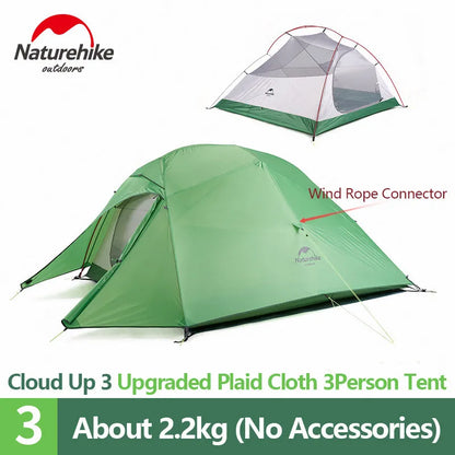 CloudUp 3-Persoons Ultralight Camping Tent – 20D Silicone, Dubbele Laag & Aluminium Frame