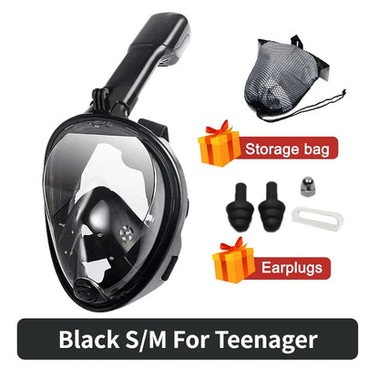 Full Face Snorkelmasker voor Kinderen en Volwassenen | Anti-Fog Duikmasker met Ademhalingsventiel voor Veilig Ademhalen