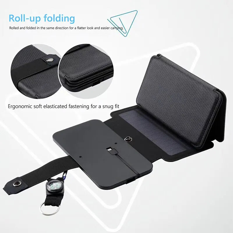 Faltbares Solar-Ladepanel – 5 V 1 A USB-Ausgang, tragbares multifunktionales Camping-Werkzeug