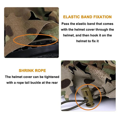 3D-Camouflage-Helmbezug mit Laserschnitt – Netzstoff in Blattform für Airsoft-, Paintball- und Jagdhelmzubehör