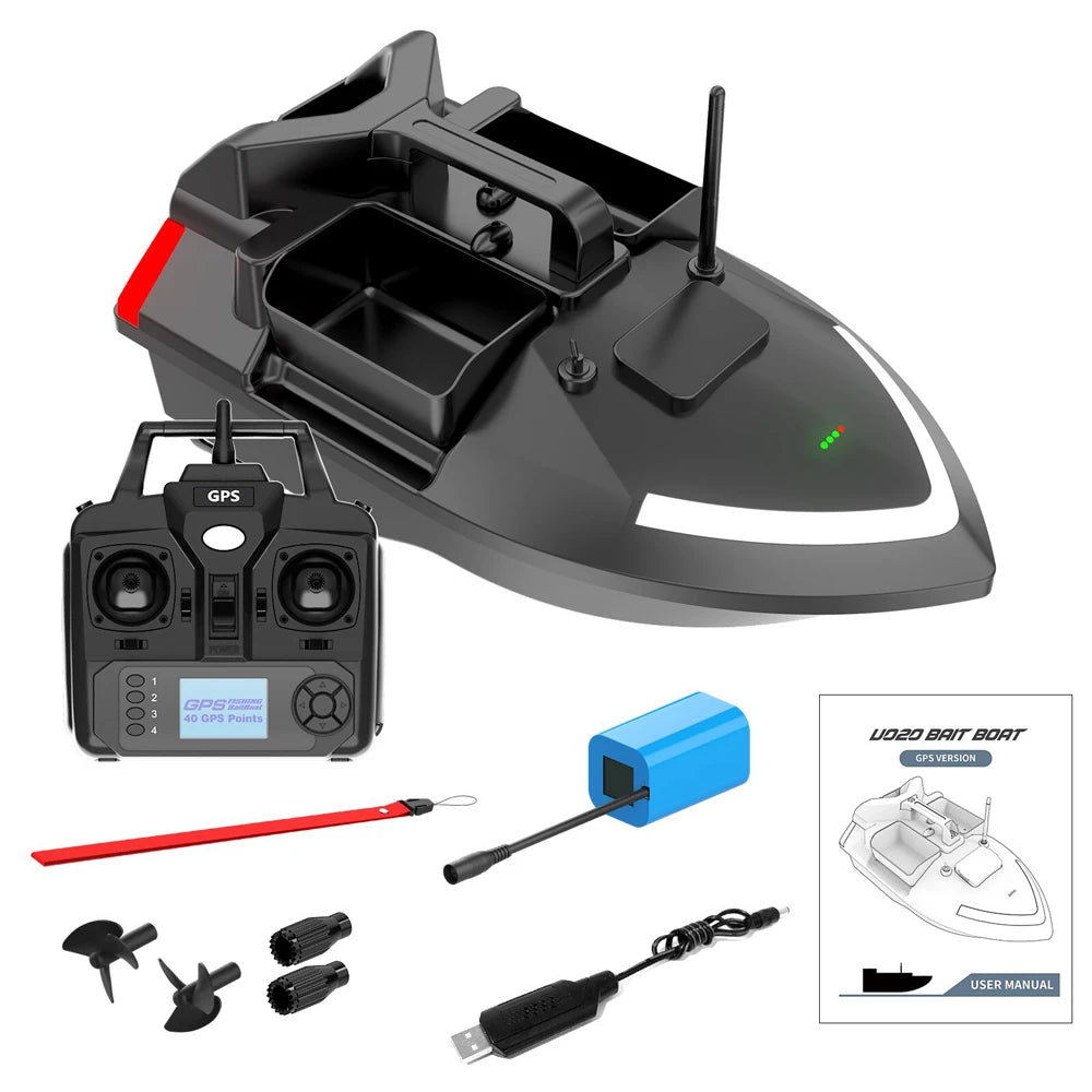 V020 GPS Bait Boat – 500m Distance, Dual Motor &amp; Fish Finder, Auto-Cruise &amp; Return Function