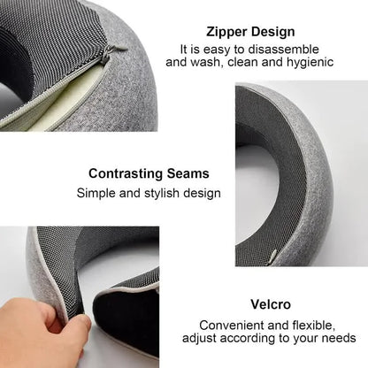 Travel Neck Pillow – U-vormig Geheugenfoam Reiskussen voor Neksteun, Anti-Snurk en Ademhaling, Verstelbaar en Draagbaar
