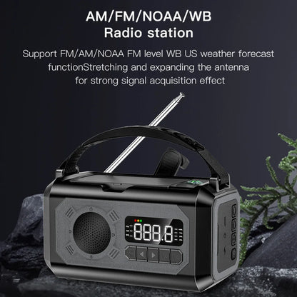 12000mAh AM/FM/NOAA Weerradio | Draagbare Zonne- & Handcrank Noodradio met Leeslamp voor Outdoor Camping