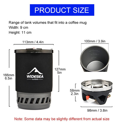 Camping Cooking System met Warmtewisselaar | Outdoor Gasfornuis met Koffiepot en Bestek voor Kamperen en Toerisme