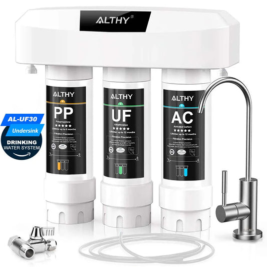 Onder-de-Gootsteen Ultrafiltratie Waterfilter Zuiveringssysteem – 3-Staps PP+UF+AC, Verwijdert Lood, Chloor, Bacteriën en Slechte Smaak